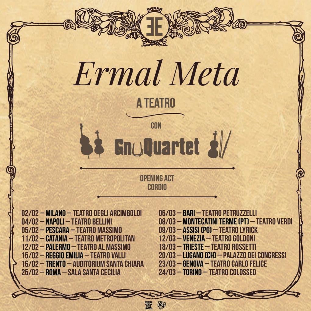 ERMAL META a teatro con Gnu Quartet: <br> Non ci sono armi contro il cambiamento